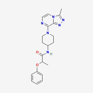 molecular formula C20H24N6O2 B2606225 N-(1-(3-methyl-[1,2,4]triazolo[4,3-a]pyrazin-8-yl)piperidin-4-yl)-2-phenoxypropanamide CAS No. 2034461-44-2