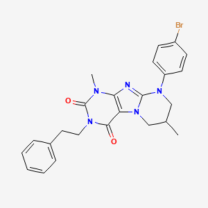 molecular formula C24H24BrN5O2 B2606231 9-(4-溴苯基)-1,7-二甲基-3-苯乙基-6,7,8,9-四氢吡咪并[2,1-f]嘌呤-2,4(1H,3H)-二酮 CAS No. 876151-42-7