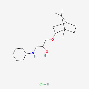 molecular formula C19H36ClNO2 B2606233 1-(cyclohexylamino)-3-(((1S,4R)-1,7,7-trimethylbicyclo[2.2.1]heptan-2-yl)oxy)propan-2-ol hydrochloride CAS No. 1217648-97-9