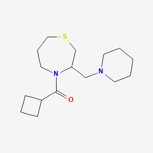 molecular formula C16H28N2OS B2606249 Cyclobutyl(3-(piperidin-1-ylmethyl)-1,4-thiazepan-4-yl)methanone CAS No. 1421516-36-0