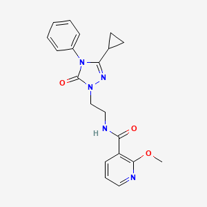 molecular formula C20H21N5O3 B2606256 N-(2-(3-cyclopropyl-5-oxo-4-phenyl-4,5-dihydro-1H-1,2,4-triazol-1-yl)ethyl)-2-methoxynicotinamide CAS No. 1421476-63-2