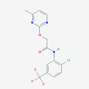 molecular formula C14H11ClF3N3O2 B2606257 N-(2-chloro-5-(trifluoromethyl)phenyl)-2-((4-methylpyrimidin-2-yl)oxy)acetamide CAS No. 1251706-36-1