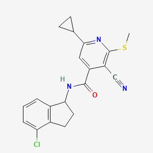 N-(4-chloro-2,3-dihydro-1H-inden-1-yl)-3-cyano-6-cyclopropyl-2-(methylsulfanyl)pyridine-4-carboxamide