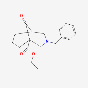 molecular formula C18H23NO3 B2606268 3-苄基-9-氧代-3-氮杂双环[3.3.1]壬烷-1-羧酸乙酯 CAS No. 815610-22-1