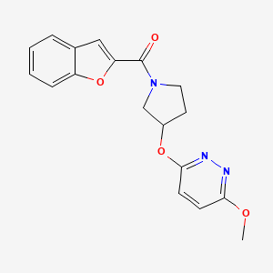 molecular formula C18H17N3O4 B2606277 Benzofuran-2-yl(3-((6-methoxypyridazin-3-yl)oxy)pyrrolidin-1-yl)methanone CAS No. 2034502-65-1