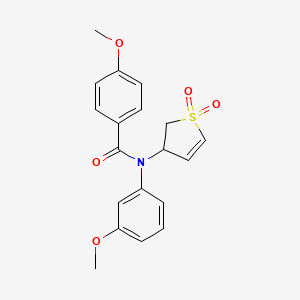 molecular formula C19H19NO5S B2606285 N-(1,1-二氧化-2,3-二氢噻吩-3-基)-4-甲氧基-N-(3-甲氧基苯基)苯甲酰胺 CAS No. 880807-74-9