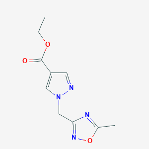 molecular formula C10H12N4O3 B2606286 Ethyl 1-((5-methyl-1,2,4-oxadiazol-3-yl)methyl)-1H-pyrazole-4-carboxylate CAS No. 1461706-53-5