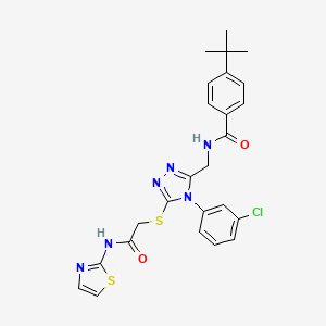 molecular formula C25H25ClN6O2S2 B2606289 4-(tert-butyl)-N-((4-(3-chlorophenyl)-5-((2-oxo-2-(thiazol-2-ylamino)ethyl)thio)-4H-1,2,4-triazol-3-yl)methyl)benzamide CAS No. 391917-42-3