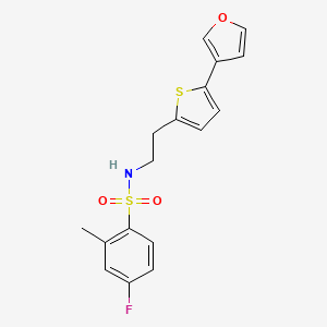molecular formula C17H16FNO3S2 B2606305 4-fluoro-N-(2-(5-(furan-3-yl)thiophen-2-yl)ethyl)-2-methylbenzenesulfonamide CAS No. 2034255-64-4