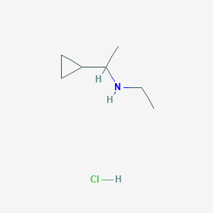 molecular formula C7H16ClN B2606319 (1-Cyclopropylethyl)(ethyl)amine hydrochloride CAS No. 2228829-91-0