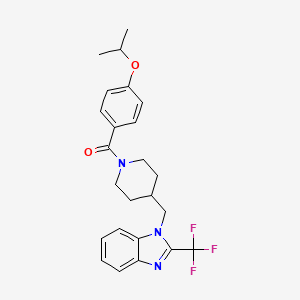 molecular formula C24H26F3N3O2 B2606322 (4-isopropoxyphenyl)(4-((2-(trifluoromethyl)-1H-benzo[d]imidazol-1-yl)methyl)piperidin-1-yl)methanone CAS No. 1208968-44-8