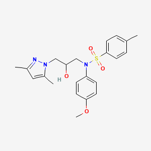 molecular formula C22H27N3O4S B2606325 N-(3-(3,5-dimethyl-1H-pyrazol-1-yl)-2-hydroxypropyl)-N-(4-methoxyphenyl)-4-methylbenzenesulfonamide CAS No. 1020721-19-0
