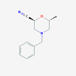 molecular formula C13H16N2O B2606339 反式-(2R,6S)-4-苄基-6-甲基吗啉-2-腈 CAS No. 1969287-47-5