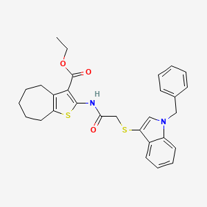 ethyl 2-[[2-(1-benzylindol-3-yl)sulfanylacetyl]amino]-5,6,7,8-tetrahydro-4H-cyclohepta[b]thiophene-3-carboxylate