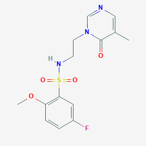 molecular formula C14H16FN3O4S B2606367 5-fluoro-2-methoxy-N-(2-(5-methyl-6-oxopyrimidin-1(6H)-yl)ethyl)benzenesulfonamide CAS No. 1797061-62-1