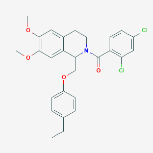 molecular formula C27H27Cl2NO4 B2606371 (2,4-dichlorophenyl)(1-((4-ethylphenoxy)methyl)-6,7-dimethoxy-3,4-dihydroisoquinolin-2(1H)-yl)methanone CAS No. 680604-17-5