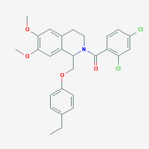 molecular formula C27H27Cl2NO4 B2606371 （2,4-二氯苯基）（1-((4-乙基苯氧基)甲基)-6,7-二甲氧基-3,4-二氢异喹啉-2(1H)-基）甲酮 CAS No. 680604-17-5