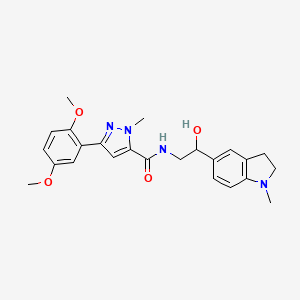 molecular formula C24H28N4O4 B2606376 3-(2,5-dimethoxyphenyl)-N-(2-hydroxy-2-(1-methylindolin-5-yl)ethyl)-1-methyl-1H-pyrazole-5-carboxamide CAS No. 1706400-92-1
