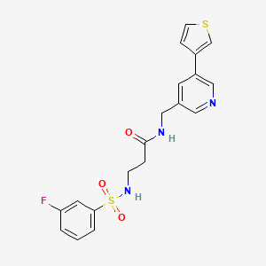 molecular formula C19H18FN3O3S2 B2606377 3-(3-fluorophenylsulfonamido)-N-((5-(thiophen-3-yl)pyridin-3-yl)methyl)propanamide CAS No. 1787879-01-9