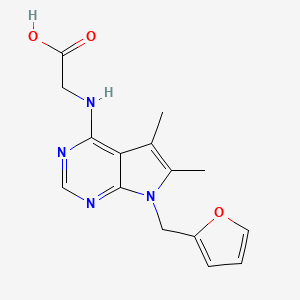 2-((7-(furan-2-ylmethyl)-5,6-dimethyl-7H-pyrrolo[2,3-d]pyrimidin-4-yl)amino)acetic acid