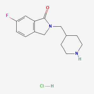 molecular formula C14H18ClFN2O B2606385 6-Fluoro-2-(piperidin-4-ylmethyl)isoindolin-1-one hydrochloride CAS No. 359629-35-9