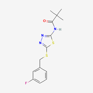 molecular formula C14H16FN3OS2 B2606387 N-(5-((3-fluorobenzyl)thio)-1,3,4-thiadiazol-2-yl)pivalamide CAS No. 392303-18-3