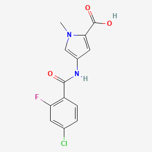 molecular formula C13H10ClFN2O3 B2606388 4-(4-Chloro-2-fluoro-benzoylamino)-1-methyl-1H-pyrrole-2-carboxylic acid CAS No. 478803-85-9