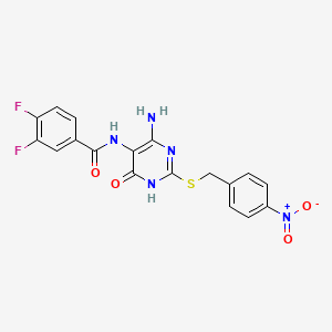 N-(4-amino-2-((4-nitrobenzyl)thio)-6-oxo-1,6-dihydropyrimidin-5-yl)-3,4-difluorobenzamide