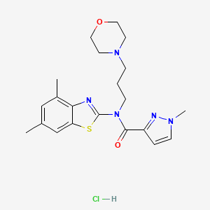 molecular formula C21H28ClN5O2S B2606405 N-(4,6-dimethylbenzo[d]thiazol-2-yl)-1-methyl-N-(3-morpholinopropyl)-1H-pyrazole-3-carboxamide hydrochloride CAS No. 1189858-86-3