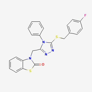 molecular formula C23H17FN4OS2 B2606407 3-((5-((4-fluorobenzyl)thio)-4-phenyl-4H-1,2,4-triazol-3-yl)methyl)benzo[d]thiazol-2(3H)-one CAS No. 847402-18-0