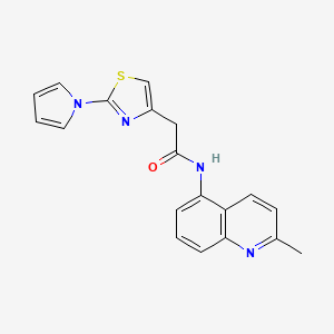 molecular formula C19H16N4OS B2606414 2-(2-(1H-pyrrol-1-yl)thiazol-4-yl)-N-(2-methylquinolin-5-yl)acetamide CAS No. 1203110-63-7