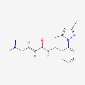 molecular formula C18H24N4O B2606419 (E)-4-(Dimethylamino)-N-[[2-(3,5-dimethylpyrazol-1-yl)phenyl]methyl]but-2-enamide CAS No. 2411337-66-9