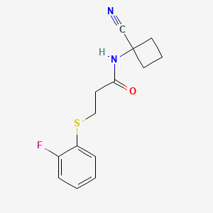 molecular formula C14H15FN2OS B2606423 N-(1-cyanocyclobutyl)-3-[(2-fluorophenyl)sulfanyl]propanamide CAS No. 1280868-65-6