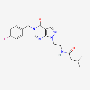 molecular formula C19H22FN5O2 B2606431 N-(2-(5-(4-氟苄基)-4-氧代-4,5-二氢-1H-吡唑并[3,4-d]嘧啶-1-基)乙基)-3-甲基丁酰胺 CAS No. 921890-70-2