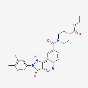 molecular formula C27H28N4O4 B2606432 Methyl 6-ethyl-4-[(3-ethylphenyl)amino]quinoline-2-carboxylate CAS No. 1251629-89-6