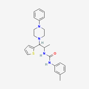 molecular formula C25H30N4OS B2606444 1-(1-(4-苯基哌嗪-1-基)-1-(噻吩-2-基)丙烷-2-基)-3-(间甲苯基)脲 CAS No. 863018-10-4