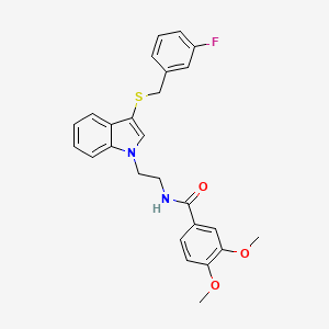 N-[2-[3-[(3-fluorophenyl)methylsulfanyl]indol-1-yl]ethyl]-3,4-dimethoxybenzamide
