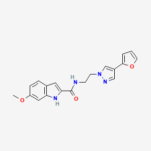 molecular formula C19H18N4O3 B2606450 N-(2-(4-(呋喃-2-基)-1H-吡唑-1-基)乙基)-6-甲氧基-1H-吲哚-2-甲酰胺 CAS No. 2034351-87-4