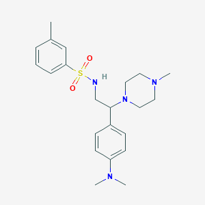 molecular formula C22H32N4O2S B2606456 N-(2-(4-(dimethylamino)phenyl)-2-(4-methylpiperazin-1-yl)ethyl)-3-methylbenzenesulfonamide CAS No. 946244-65-1