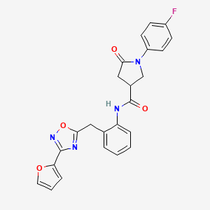 molecular formula C24H19FN4O4 B2606458 1-(4-氟苯基)-N-(2-{[3-(呋喃-2-YL)-1,2,4-恶二唑-5-YL]甲基}苯基)-5-氧代吡咯烷-3-甲酰胺 CAS No. 1797304-38-1