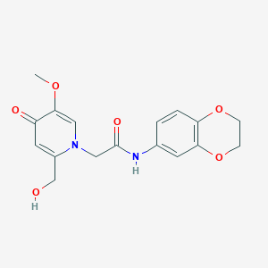 molecular formula C17H18N2O6 B2606461 N-(2,3-dihydrobenzo[b][1,4]dioxin-6-yl)-2-(2-(hydroxymethyl)-5-methoxy-4-oxopyridin-1(4H)-yl)acetamide CAS No. 941974-10-3