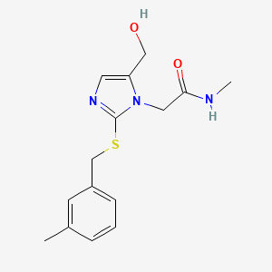 molecular formula C15H19N3O2S B2606464 2-(5-(hydroxymethyl)-2-((3-methylbenzyl)thio)-1H-imidazol-1-yl)-N-methylacetamide CAS No. 923185-23-3