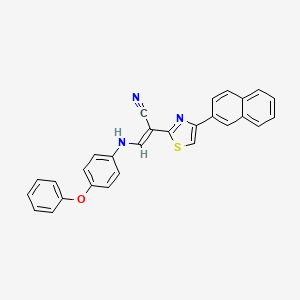 molecular formula C28H19N3OS B2606467 （E）-2-(4-（萘-2-基）噻唑-2-基）-3-（（4-苯氧基苯基）氨基）丙烯腈 CAS No. 683258-32-4