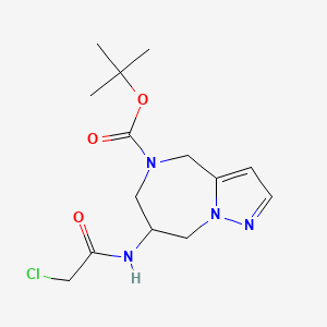 molecular formula C14H21ClN4O3 B2606469 Tert-butyl 7-[(2-chloroacetyl)amino]-4,6,7,8-tetrahydropyrazolo[1,5-a][1,4]diazepine-5-carboxylate CAS No. 2411275-58-4