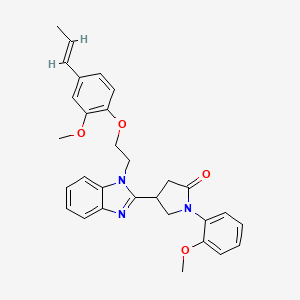 molecular formula C30H31N3O4 B2606470 1-(2-methoxyphenyl)-4-[1-(2-{2-methoxy-4-[(1E)-prop-1-en-1-yl]phenoxy}ethyl)-1H-benzimidazol-2-yl]pyrrolidin-2-one CAS No. 890633-44-0