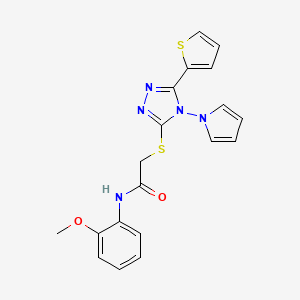 molecular formula C19H17N5O2S2 B2606477 N-(2-甲氧基苯基)-2-{[4-(1H-吡咯-1-基)-5-(噻吩-2-基)-4H-1,2,4-三唑-3-基]硫代}乙酰胺 CAS No. 886931-69-7