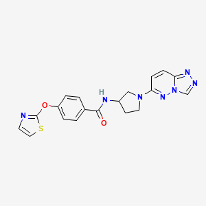 molecular formula C19H17N7O2S B2606488 N-(1-([1,2,4]三唑并[4,3-b]哒嗪-6-基)吡咯烷-3-基)-4-(噻唑-2-氧基)苯甲酰胺 CAS No. 2034469-33-3