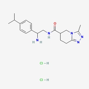 molecular formula C19H29Cl2N5O B2606489 N-[2-氨基-2-(4-丙-2-基苯基)乙基]-3-甲基-5,6,7,8-四氢-[1,2,4]三唑并[4,3-a]吡啶-6-甲酰胺；二盐酸盐 CAS No. 2490426-46-3