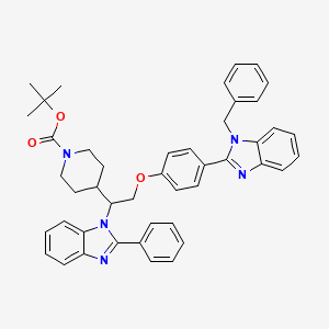 molecular formula C45H45N5O3 B2606498 1-哌啶羧酸，4-[1-(2-苯基-1H-苯并咪唑-1-基)-2-[4-[1-(苯甲基)-1H-苯并咪唑-2-基]苯氧基]乙基]，1,1-二甲基乙酯 CAS No. 1440754-07-3