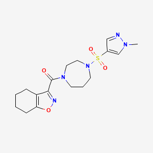 molecular formula C17H23N5O4S B2606499 (4-((1-甲基-1H-吡唑-4-基)磺酰基)-1,4-二氮杂环-1-基)(4,5,6,7-四氢苯并[d]异恶唑-3-基)甲酮 CAS No. 2034245-18-4